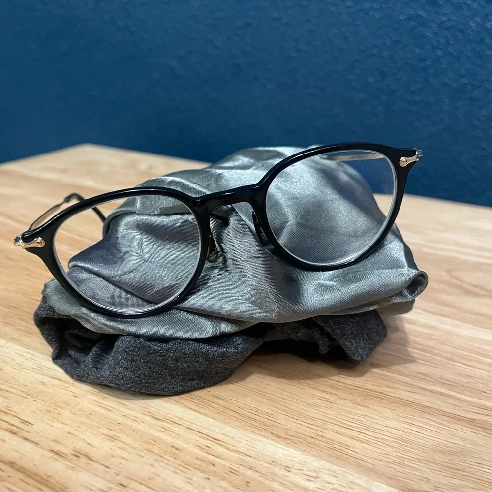 Oliver People’s  Japan Collection - Amandine OV7998 Black Frame Round Eyeglasses - Picture 3 of 4